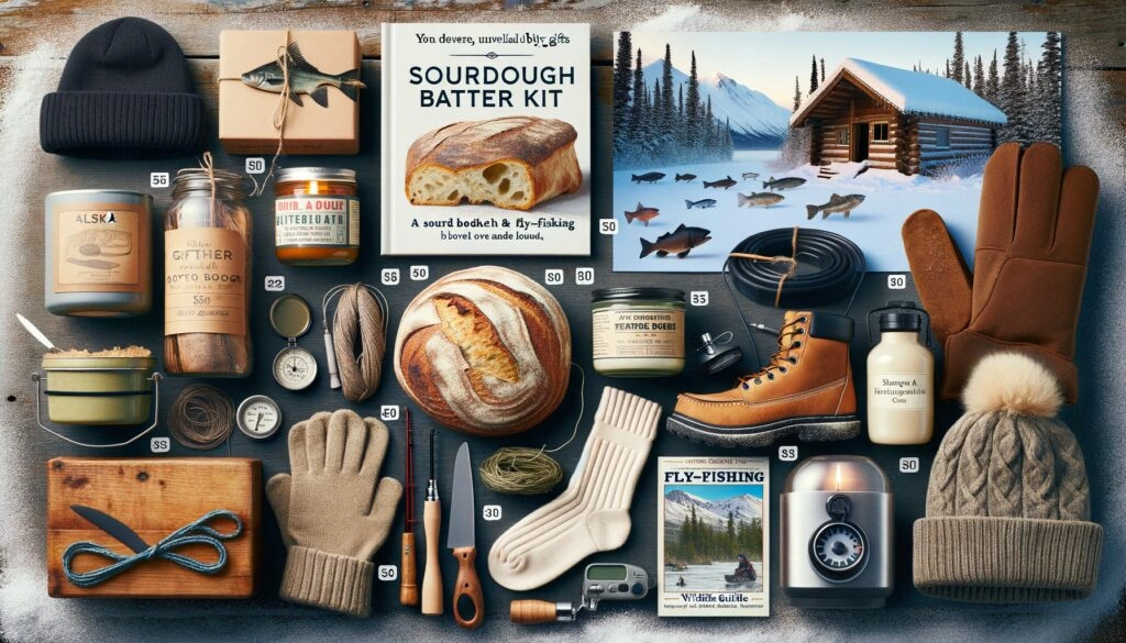 10 Gift ideas under $50 for a 55 year old Man who likes Sourdough and fly fishing and lives in alaska