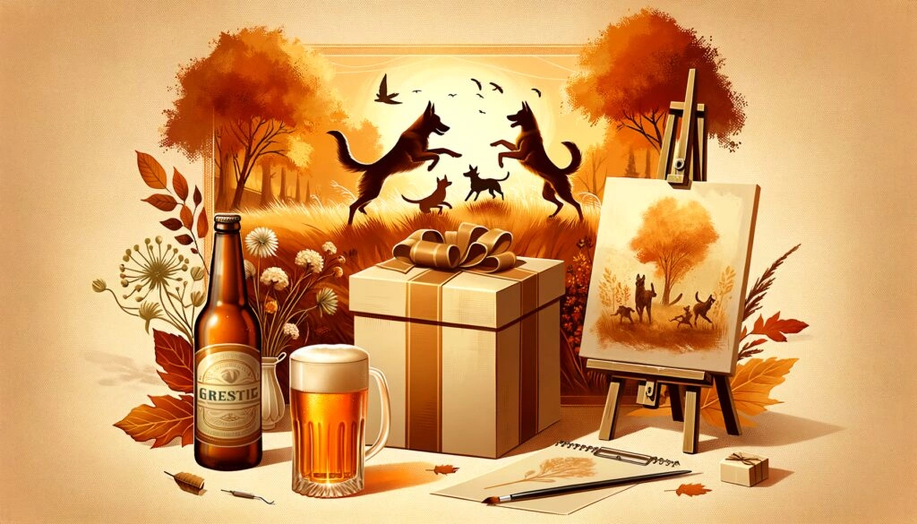 $40 gift ideas for a 35 year old woman who is my girlfriend, and who likes dogs beer art